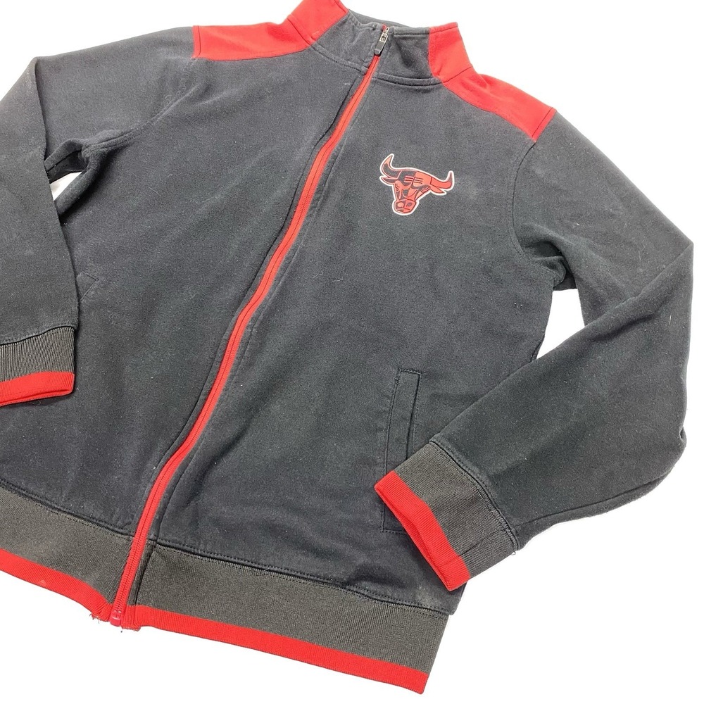 NBA Chicago Bulls Basketball Black Red Full Zip Jacket Size Medium - Picture 2 of 13